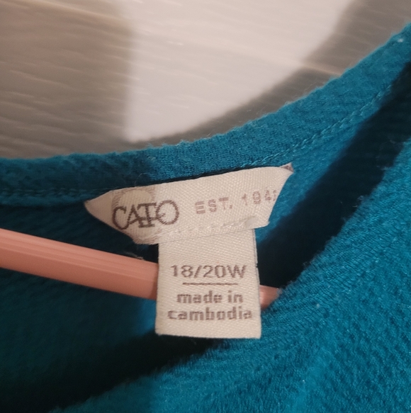 Cato Teal Flutter Sleeve Blouse - Picture 2 of 3